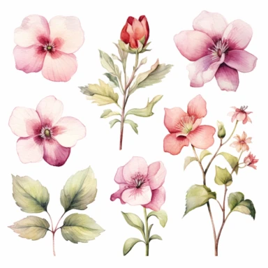 Clipart, vintage, watercolor, May Flower illustration, hand drawn, texture