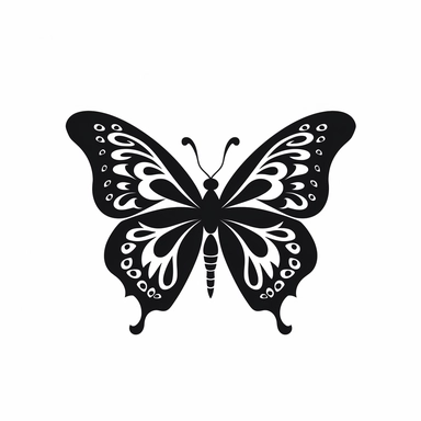 butterfly nature black silhouette vector flat simple identification symbol white backround white background minimalistic clipart png svg