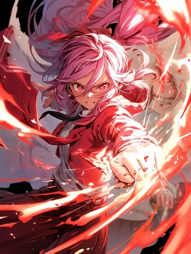Ikki Tousen Sonsaku Hakufu Japanese manga series, paint art style, clipart, school background, superrealistic, one of a kind. The artwork features a dynamic, action - packed composition, with swirling energy blasts and dynamic poses adding to the sense of motion and excitement. The lighting is dramatic and moody, with deep blues and purples creating a sense of tension and danger. The overall mood is one of fierce determination, as Frieza battles to overcome his opponents.