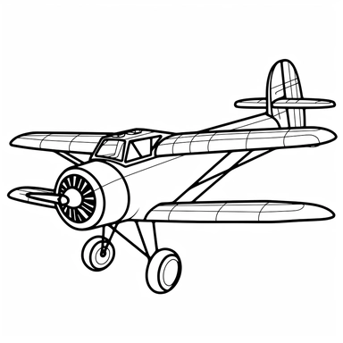thick line drawing of a toy airplane, simples lines, no shadows, black and white, high contrast, clipart style