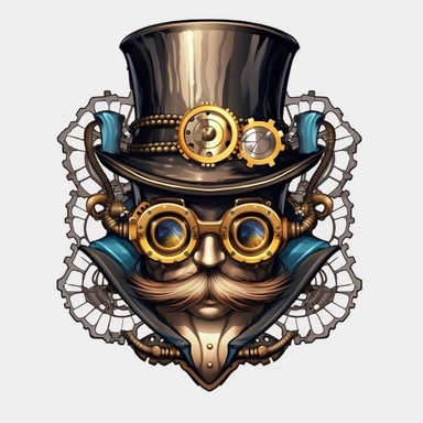steampunk clipart, 8k, super realistic, menacing, stunning, sticker, gangster, super realistic, HD, v 5, q 2