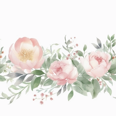 watercolor floral border isolated frame clip art vector illustration, peony and eucalyptus, pink, peach, green, and white, watercolor decorative border with flowers, seamless border, soft watercolor, minimalist, Style of Soft edges and atmospheric effects, in the style of subtle color variations, pastoral charm, romantic, embroidery, organic realism, isolated white background, soft focus technique, tattoo-inspired, delicate composition, accurate and detailed, realistic hyper-detail, 8k