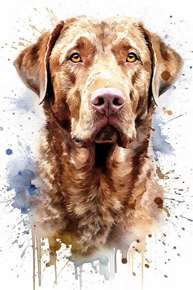 an image of a Chesapeake Bay Retriever Clipart in watercolor style on a white background