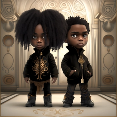 Black boys art, siblings , friends , dreadlocks , black boys clipart, cool black boy, twins png, brothers clipart, afro ,Full body with legs , Highly detailed close-up portrait , standing , Nicoletta Ceccoli, Mark Ryden, lostfish, Earl Nor, global lighting, divine rays, detailed and intricate surroundings, sf, intricate artwork masterpiece, ominous, matte painting movie poster, blue ratio, trending on cgsociety, intricate, epic, trending on artstation