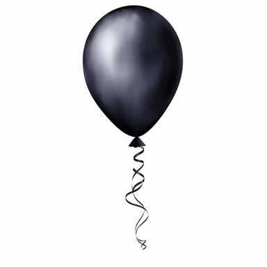 create a hand drawn watercolor clipart of a black colored balloon, white background, 4k