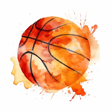 a single clipart image png graphic of Sport Watercolor Clear Vibrant Orange Basket Ball