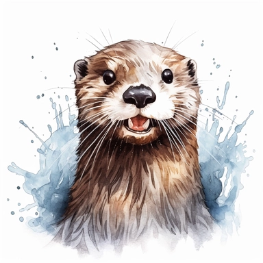 an Otter clipart, original hand drawing, watercolor, understated and flawless for t shirt and cup printing, happy cute smily , transparent background, realistic painting, portrait without writing, style of the artwork, mood of the artwork, vector, contour, white background, 8K quality, ultra detailed, without signature and without meaningless lines, clipart, white background, High Quality, no writting background, no writting, ultra detailed, no symbol, 0g, watercolor, without logo and emblem