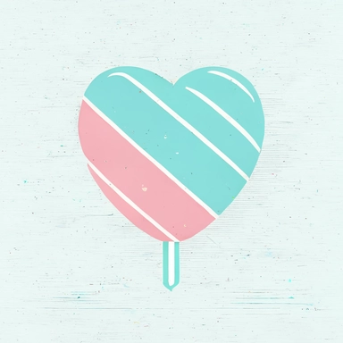 Line drawing of a candy heart, turquoise blue and baby pink, Vector, Minimal style, clipart style, logo design, white background