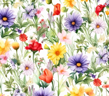 flora, flowers, Watercolor, vector, white background, clipart, Seamless patterns, repeating patterns design, flat illustration, outlined , Vector, 4K, Art station, digital print, highly detailed clean, A detailed illustration a field,3D vector art, cute and quirky, fantasy art, watercolor effect, bokeh, Adobe Illustrator, hand-drawn, digital painting, low-poly, soft lighting, bird's-eye view, isometric style, retro aesthetic, focused on the character, 4K resolution, vector image, photorealistic 