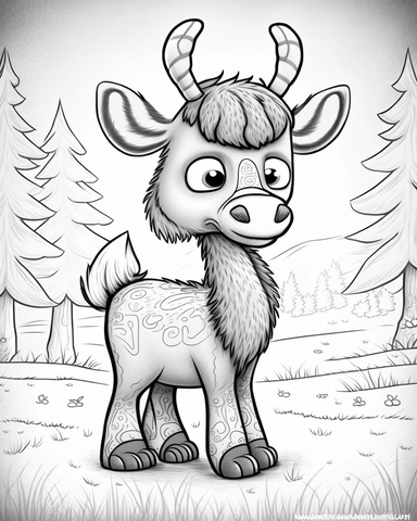 cute moose - in a pasture for children’s coloring book, cartoon style, thick lines, no shading assasinmonkey, duplicate faces, blurry, drawing, cartoon, illustration, painting, concept art, cgi, unreal, anime, black&white, b&w, picture frame, deformed, bad anatomy, disfigured, poorly drawn face, mutation, mutated, extra limb, poorly drawn hands, done by bad-artist, ugly, dazed, 3D render, 3D game, 3D game scene, 3D character, mosaic, painting, digital art, anime, doll, toy, photoshop, video game