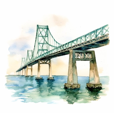 watercolor clip art of the Chesapeake Bay Bridge