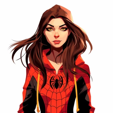 spiderwoman mayday parker, in the spider verse clipart