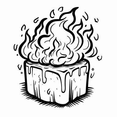 marshmallow on fire simple clipart bold lines black white coloring page style no background
