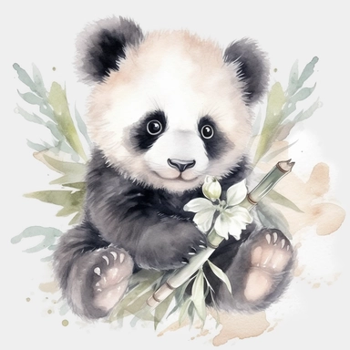baby panda watercolor clipart