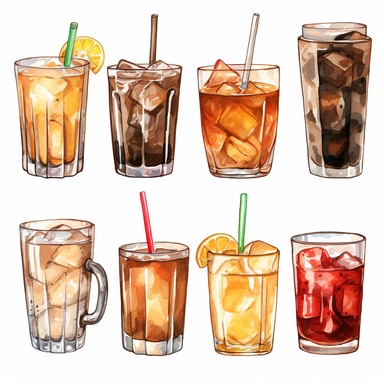watercolor clipart collection coke drinking cup neutral colors no background