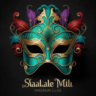 singlular Masquerade Mask Clipart, Mardi Gras mask clip art, Carnival graphics, Venetian mask, costume party, plain background
