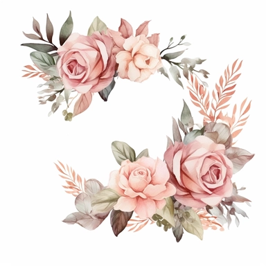 Watercolor floral border, blush pink roses clipart, dusty pink wedding clip art, watercolor flowers clipart, premade borders, printable