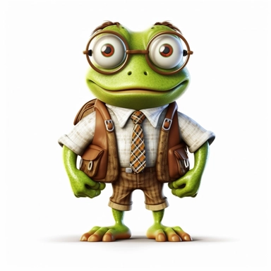 cartoon clipart funny style of frog dressed for school.