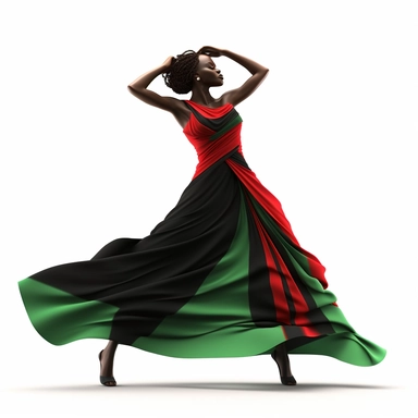 hd, clipart, celebrating Juneteenth,full body,celebration,red,black and green, on white background