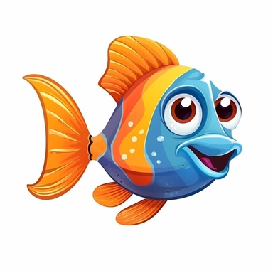 friendly cartoon fish modern clipart vector, white background, no outline