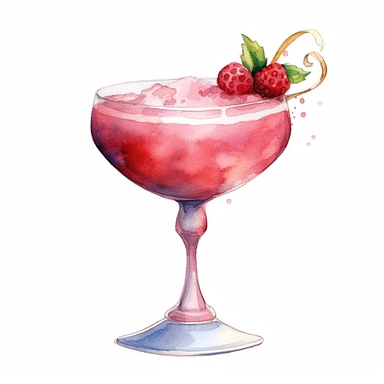 clover club cocktail, watercolor illustration, clipart
