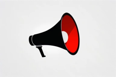 Loud speaker megaphone icon vector pictogram simple black white graphic and flat cartoon red loudspeaker bullhorn announcement symbol silhouette clipart image illustration silhouette on a white background