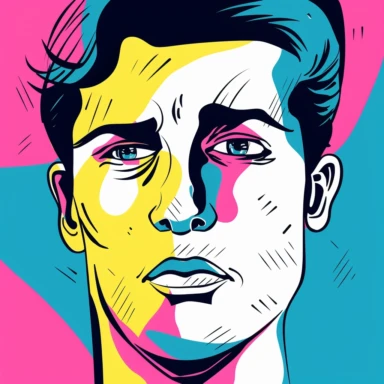 face illustration cartoon portraits face line illustration human face clipart silhouette, in the style of pink and azure, pop art style, handsome, light yellow and light navy, vibrant figurative expressionism