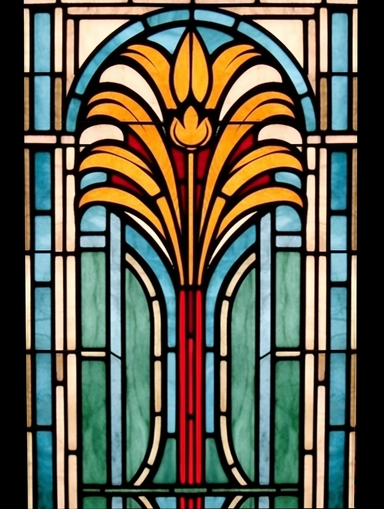 Art deco, stained glass, clipart, flowers, nature, vector, wood