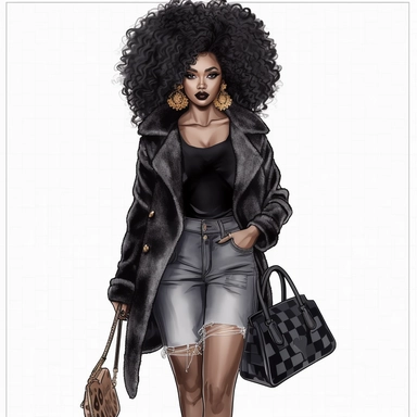 Queen Beautiful Black Girl Magic Melanin Black Woman Afro Fashion girl African American clipart white suit girl clipart, Black woman png, Fashion clipart girl, Boss lady clipart, Black girl clipart, Black women clipart a beautiful black woman, smile,black purse clipart, heels clipart, 2020s fashion
