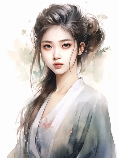 A confident girl with rich facial expressions, teary-eyed，Chinoiserie, Watercolor painting, rich colors, clean background, clipart png, photorealistic, watercolor, digital painting, WHITE BACKGROUND, fantasy style, realistic, painting, 8k, ultra details,