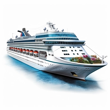 photorealistic cruise clipart,on white background with margins