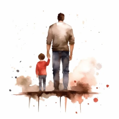 Father's day beautiful clipart, dad standing, watercolor, clipart, back view, heartmelting, love, relationship, minimal