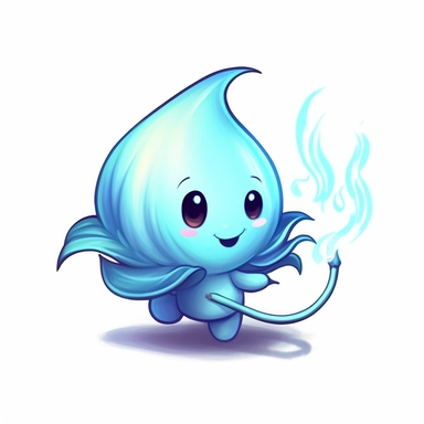 Create a charming clipart of a whimsical, soft-glowing will-o'-the-wisp floating against a plain, high-contrasted backdrop, designed in a playful cartoon style. Give the will-o'-the-wisp a magical quality by giving off a gentle blue light and adding a friendly facial expression. Make it appear almost weightless, as if it's hovering effortlessly in the air, giving the impression of a mystical, otherworldly creature.