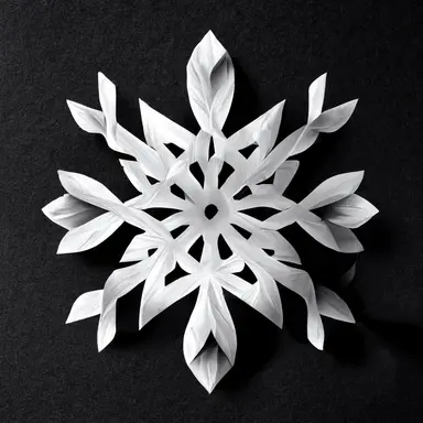 white paper snowflake, snowflake made of white paper, black background, no shadow, realistic, clipart