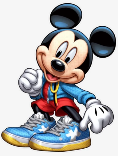 a cartoon clipart of mickey mouse with sneakers, 32k uhd