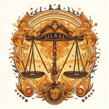 old style fire libra zodiac, vector design illustration, in the style of detailed heavy metal embroidery, hand-painted details, Horoscope Clipart, isolated white background