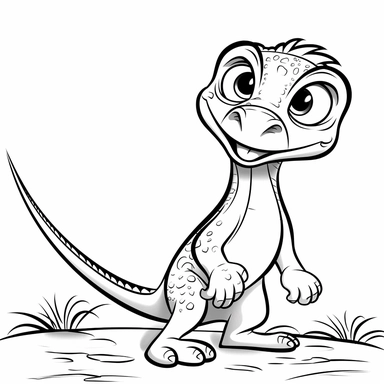 prehistoric lizard with long neck coloring pages | prehistoric lizard with long neck coloring pages free | baby lizard with long neck printable coloring clipart, in the style black and white, simplistic cartoon, light white and gray, uhd image, whimsical comic strip, dotted, minimalist background