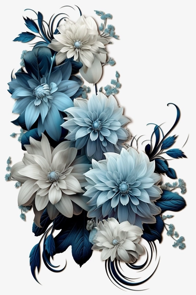 flower frame free flower frame clipart, in the style of black and white realism, dark aquamarine and gray, tattoo-inspired, asymmetrical composition, matte photo, fantasy illustration, dark white and white