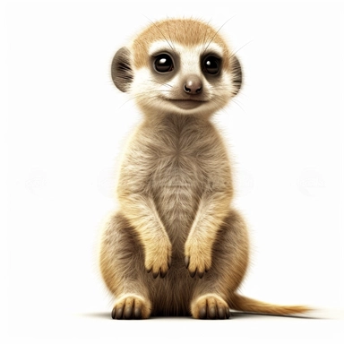 meerkat safari baby animal photorealistic clipart,on white background
