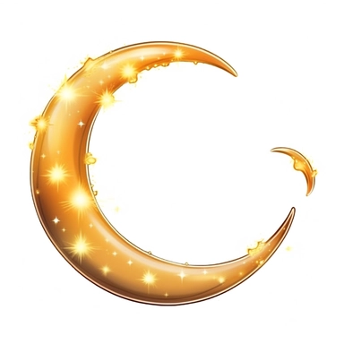 An illustration of a glowing beautiful Waning Crescent Moon against white background, outerglow, innerglow, fairytail style, white background, clipart, PNG pure white background, high resolution, best quality
