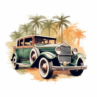 Vintage car illustration in png clipart, T - shirt design graphic, sublimation