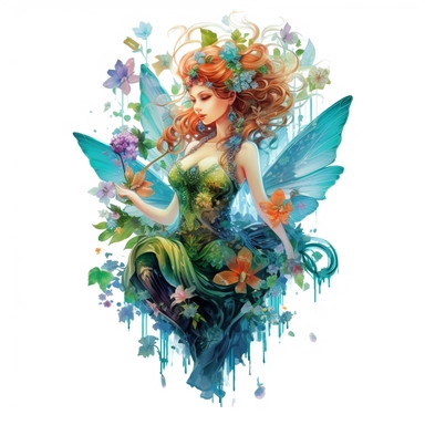 beautiful garden fairy clipart half body, in the style of nene thomas, made of colored crystals, high detailed, pictorial harmony, contest winner, bright and colorful