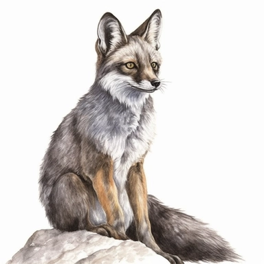 watercolor darwin's fox, clipart, white background