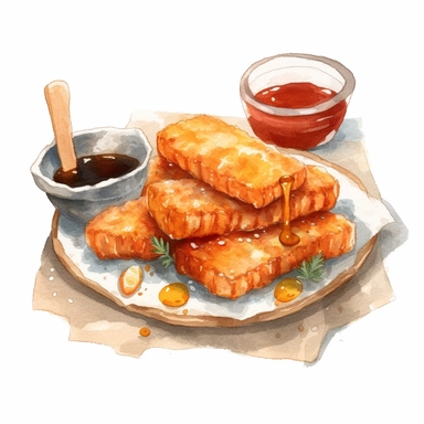 hand painted fish fingers clipart for cookbook maple syrup illustration no background