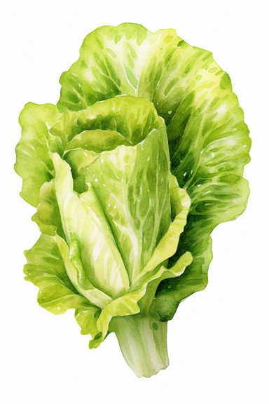 lettuce watercolor clipart cute isolated on white background