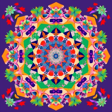 a kaleidoscope of bright colors in an Asian style shapes within clipart no fonts no words no letters