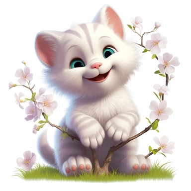 clipart, cute cat, classic disney, spring, no text
