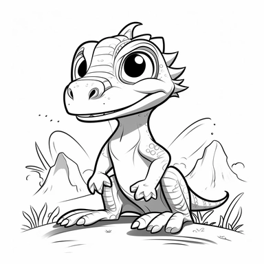 prehistoric lizard coloring pages | prehistoric lizard coloring pages free | baby lizard printable coloring clipart, in the style black and white, simplistic cartoon, light white and gray, uhd image, whimsical comic strip, dotted, minimalist background