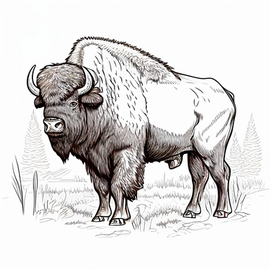 Cartoon bison, clipart, no color, black outline only, no background, no shading –q 0.5 –ar 4:5 –upbeta