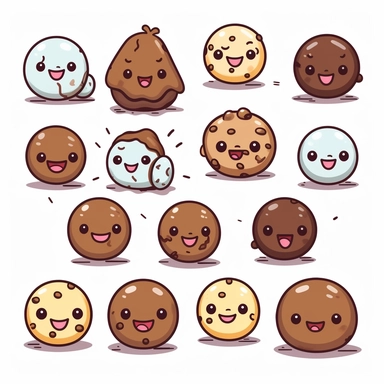 cute and kawaii chocolate drops clipart on white background